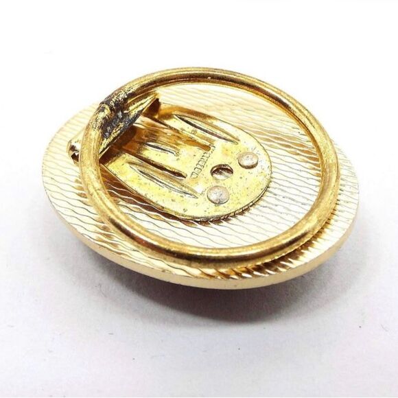 Vintage West Germany Black and Gold Floral Scarf Clip - Picture 2 of 9